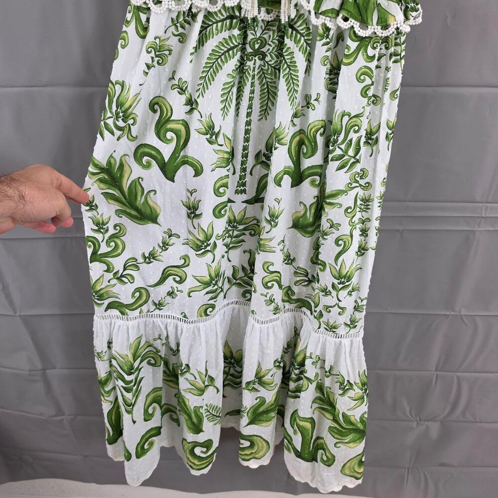 Farm Rio Dress Small Milani Flutter Sleeve Maxi White Floral Summer Boho Elegant - Picture 7 of 16